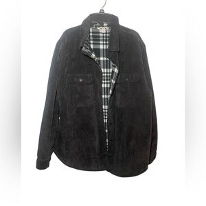 Three Dots Black Corduroy Jacket Flannel Lined USA Made Fall Coat Womens L